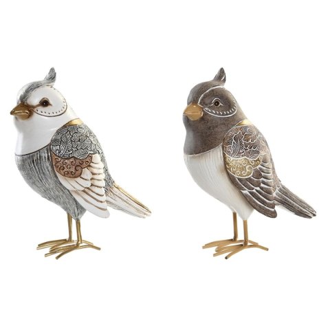 Figurka Dekoracyjna DKD Home Decor Beżowy Biały Żywica Vták Nowoczesny (12,5 x 7 x 16 cm) (2 Sztuk)