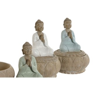 Figurka Dekoracyjna Home ESPRIT Biały Kolor Zielony Turkusowy Orientalny 11 x 11 x 15 cm (3 Sztuk)