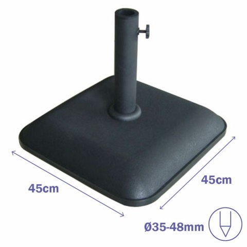 Marbueno Podstawa Parasola Kwadratowa Beton 45X45X7,3 cm 25KG Czarny Ogród 10458