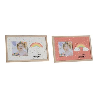 Ramka na Zdjęcia DKD Home Decor Tęcza Różowy Biały Dziecięcy Drewno MDF (25 x 1 x 16 cm) (2 Sztuk)