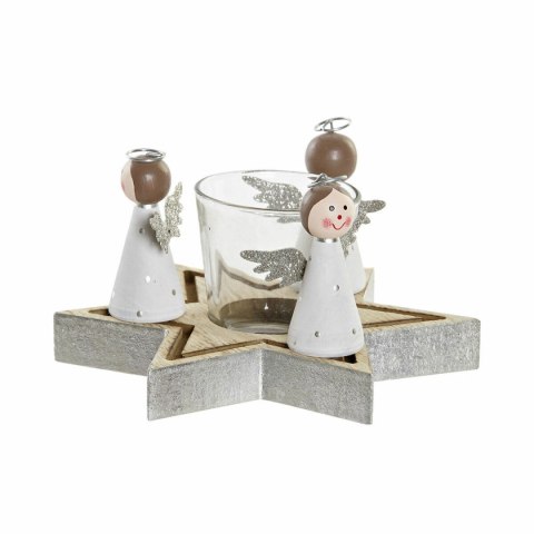 Świąteczny świecznik DKD Home Decor Szkło Drewno (17 x 17 x 9 cm)