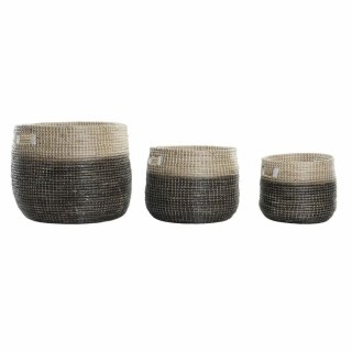 Zestaw koszyków DKD Home Decor Szary Naturalny Trawa morska (3 Części)