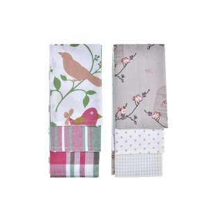 Zestaw ściereczek DKD Home Decor Brązowy Czerwony Kolor Zielony Beżowy 60 x 0,5 x 40 cm Kvety Ptaki