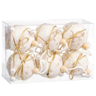 Bombki świąteczne Biały Złoty Polyfoam Materiał Lasso 6 x 6 x 6 cm (6 Sztuk)