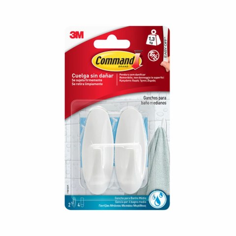 Hak do zawieszenia 3M 1,3 kg Biały Metal Plastikowy (2 Sztuk)
