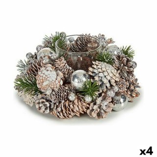Świąteczny świecznik Krist+ Biały Przezroczysty Srebrzysty 19 x 9 x 19 cm (4 Sztuk)