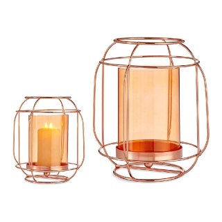 Świeczniki Gift Decor Miedź Bursztyn Metal Szkło 19 x 20 x 19 cm Lampa