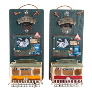 Otwieracz do butelek DKD Home Decor Self Serve Drewno Metal (2 pcs) (26 x 12 x 9 cm)