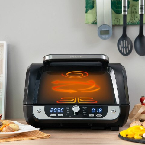 Frytkownica na gorące powietrze z grillem, akcesoriami i książką kucharską InnovaGoods Fryinn 12-in-1 6000 Czarny Stal 3400 W 6
