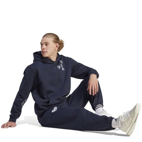 Bluza z kapturem Męska Adidas Bl Fl Hd Q3 Fl Granatowy