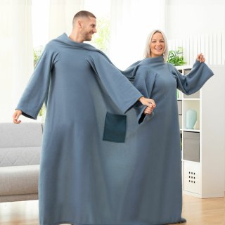 Podwójny kocyko-szlafrok z kieszenią Doublanket InnovaGoods - Niebieski