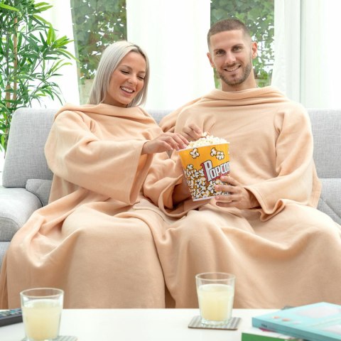 Podwójny kocyko-szlafrok z kieszenią Doublanket InnovaGoods - Niebieski