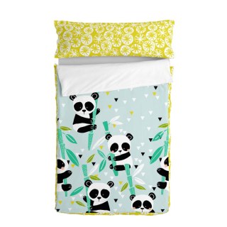 Pikowana pościel na zamek błyskawiczny HappyFriday Moshi Moshi Panda Garden Blue Niebieski 42 x 20 x 50 cm