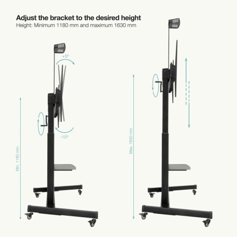 Stojak TV na podłogę z kółkami TooQ FS20406HM-B 60" 100" 120 kg 130 Kg (Odnowione A)